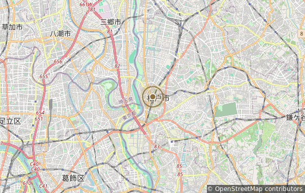 松戸市周辺のおおよその地図